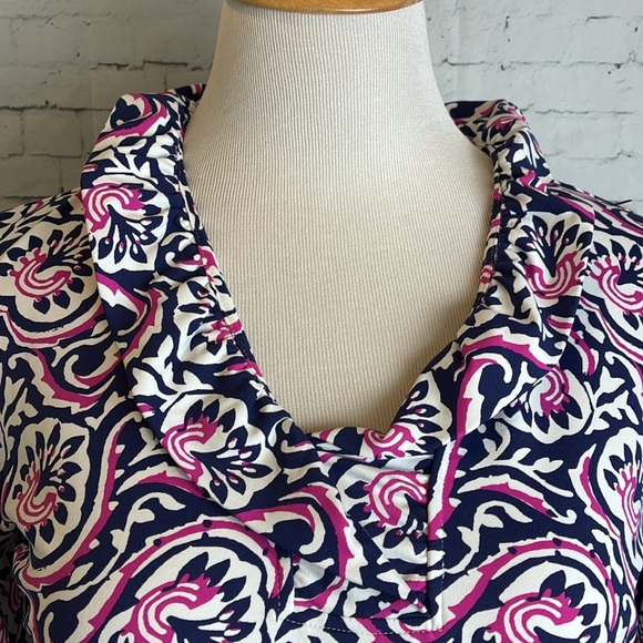 J. McLaughlin Agnetta Geoprint Catalina Dress Sz M Resortwear Preppy Old Money - Picture 2 of 13